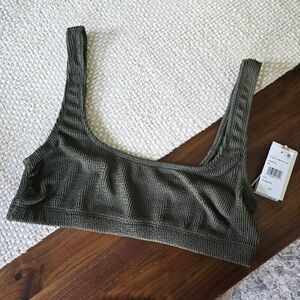 Good American Swim Top Women's 5/6 Green Polyester Always Fits Sculpt Scoop Neck